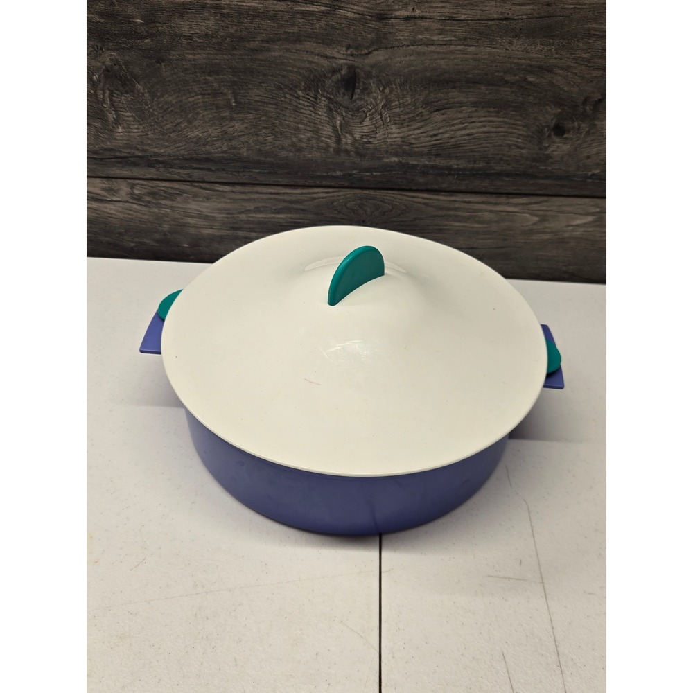 Vintage Tupperware Multi-Server‎ Steamer 3 Piece Set Purple Teal White 1273 1274